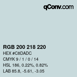 Color code: RGB 200 218 220 | qconv.com