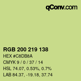 颜色代码: RGB 200 219 138 | qconv.com