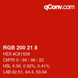 Color code: RGB 200 21 8 | qconv.com