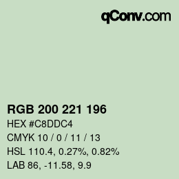 Color code: RGB 200 221 196 | qconv.com