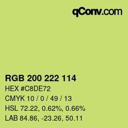 Color code: RGB 200 222 114 | qconv.com