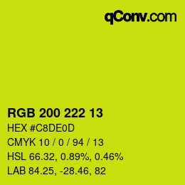 颜色代码: RGB 200 222 13 | qconv.com