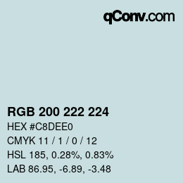 Color code: RGB 200 222 224 | qconv.com