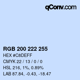 颜色代码: RGB 200 222 255 | qconv.com