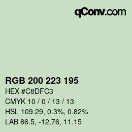Color code: RGB 200 223 195 | qconv.com
