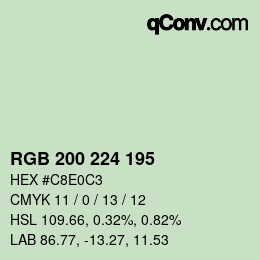 Código de color: RGB 200 224 195 | qconv.com