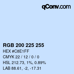 Código de color: RGB 200 225 255 | qconv.com