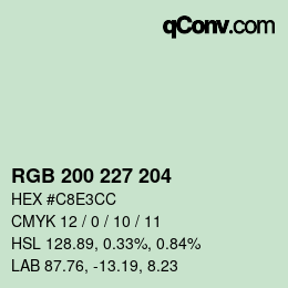 カラーコード: RGB 200 227 204 | qconv.com