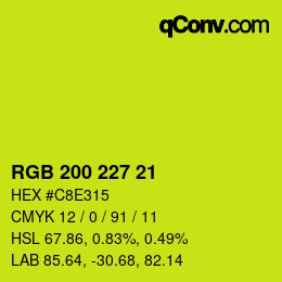 Color code: RGB 200 227 21 | qconv.com