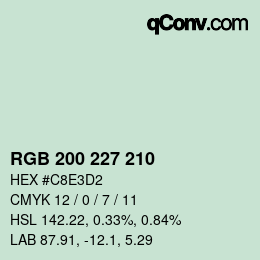 Código de color: RGB 200 227 210 | qconv.com