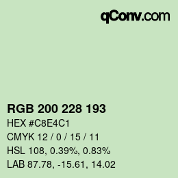 Color code: RGB 200 228 193 | qconv.com
