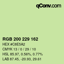 Color code: RGB 200 229 162 | qconv.com