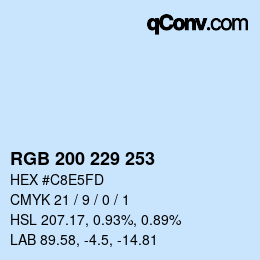 カラーコード: RGB 200 229 253 | qconv.com