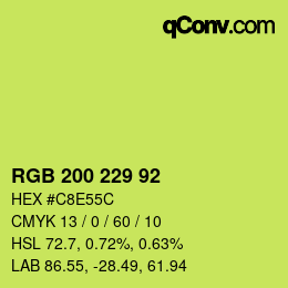 Color code: RGB 200 229 92 | qconv.com