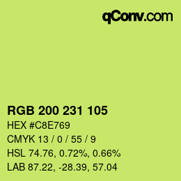 Color code: RGB 200 231 105 | qconv.com