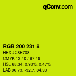 カラーコード: RGB 200 231 8 | qconv.com