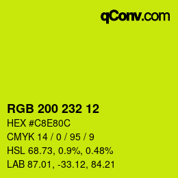 Color code: RGB 200 232 12 | qconv.com