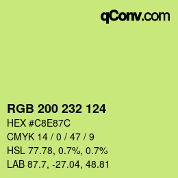 Color code: RGB 200 232 124 | qconv.com