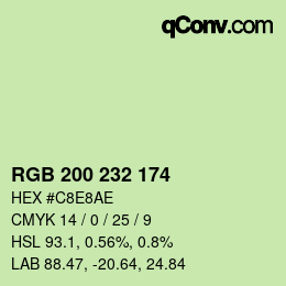 Color code: RGB 200 232 174 | qconv.com