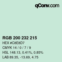 Color code: RGB 200 232 215 | qconv.com