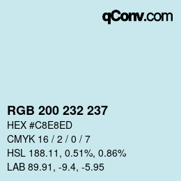 Color code: RGB 200 232 237 | qconv.com