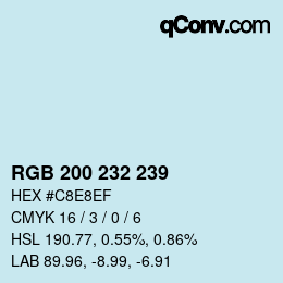 Color code: RGB 200 232 239 | qconv.com