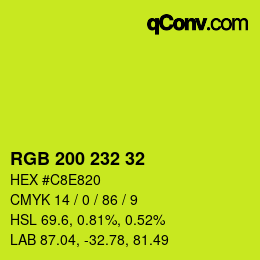 Color code: RGB 200 232 32 | qconv.com