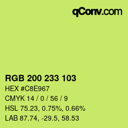 Color code: RGB 200 233 103 | qconv.com