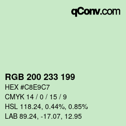 Color code: RGB 200 233 199 | qconv.com