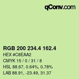 カラーコード: RGB 200 234.4 162.4 | qconv.com