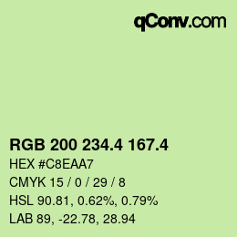 カラーコード: RGB 200 234.4 167.4 | qconv.com