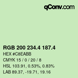 カラーコード: RGB 200 234.4 187.4 | qconv.com