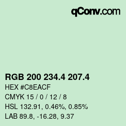 カラーコード: RGB 200 234.4 207.4 | qconv.com