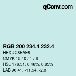 カラーコード: RGB 200 234.4 232.4 | qconv.com
