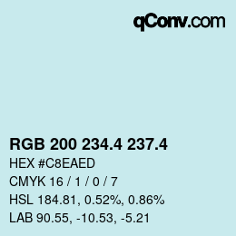 カラーコード: RGB 200 234.4 237.4 | qconv.com