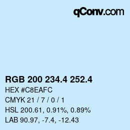 カラーコード: RGB 200 234.4 252.4 | qconv.com