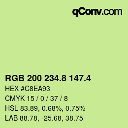 カラーコード: RGB 200 234.8 147.4 | qconv.com