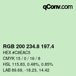 カラーコード: RGB 200 234.8 197.4 | qconv.com