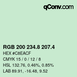 カラーコード: RGB 200 234.8 207.4 | qconv.com