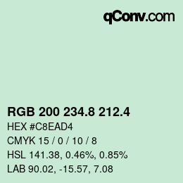 カラーコード: RGB 200 234.8 212.4 | qconv.com