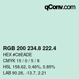 カラーコード: RGB 200 234.8 222.4 | qconv.com