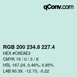 カラーコード: RGB 200 234.8 227.4 | qconv.com
