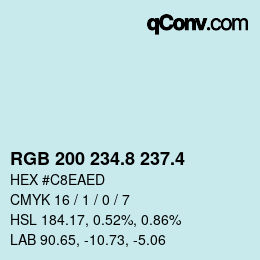 カラーコード: RGB 200 234.8 237.4 | qconv.com