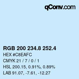 カラーコード: RGB 200 234.8 252.4 | qconv.com
