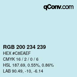 颜色代码: RGB 200 234 239 | qconv.com