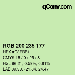 Color code: RGB 200 235 177 | qconv.com