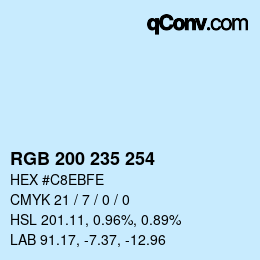 Color code: RGB 200 235 254 | qconv.com