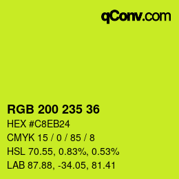 颜色代码: RGB 200 235 36 | qconv.com