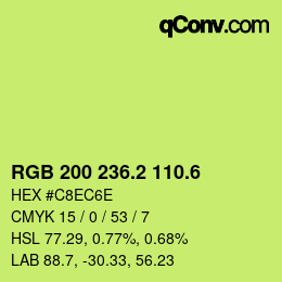 カラーコード: RGB 200 236.2 110.6 | qconv.com