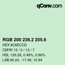 カラーコード: RGB 200 236.2 205.6 | qconv.com